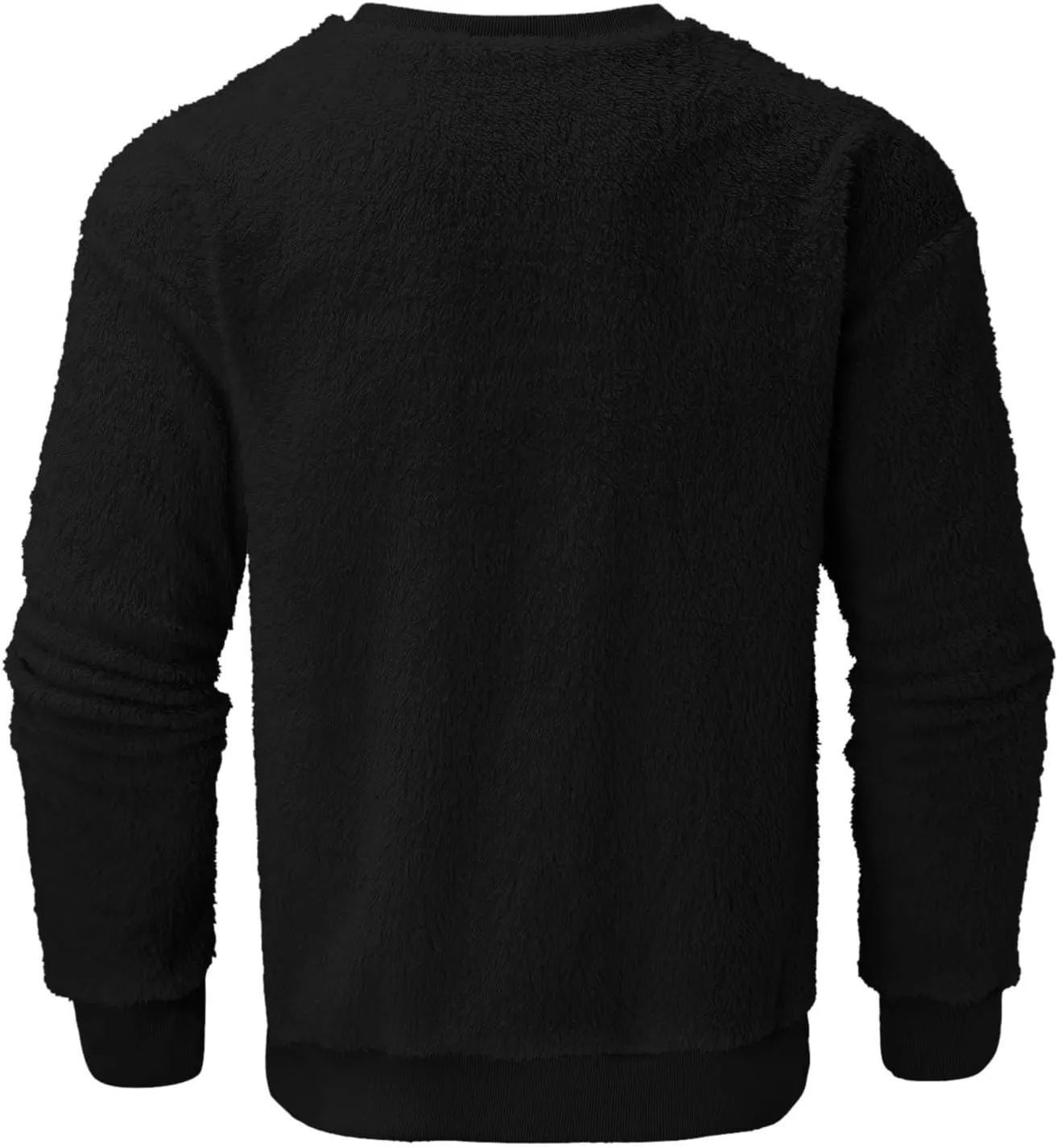 Men's Sherpa-Lined Fleece Sweatshirt Fashion Loose Cozy Fuzzy Pullover Long Sleeve Winter Crew Neck Outwear Jacket