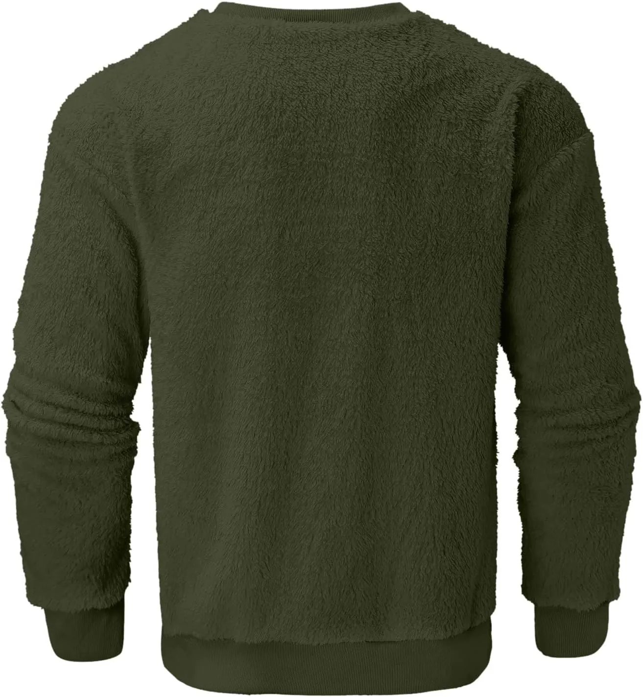 Men's Sherpa-Lined Fleece Sweatshirt Fashion Loose Cozy Fuzzy Pullover Long Sleeve Winter Crew Neck Outwear Jacket