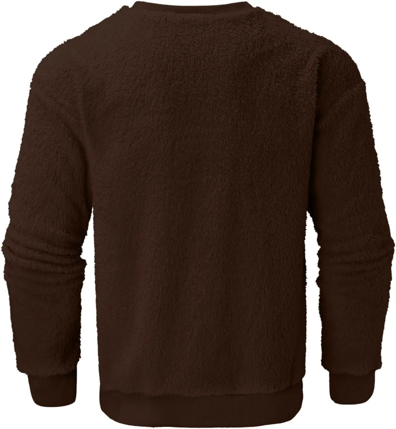 Men's Sherpa-Lined Fleece Sweatshirt Fashion Loose Cozy Fuzzy Pullover Long Sleeve Winter Crew Neck Outwear Jacket