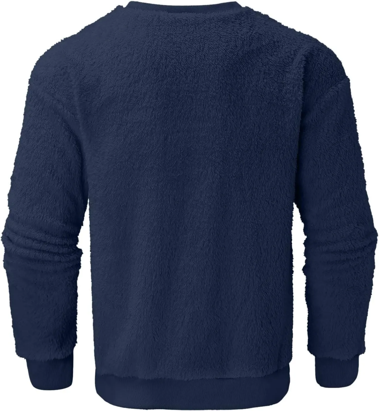 Men's Sherpa-Lined Fleece Sweatshirt Fashion Loose Cozy Fuzzy Pullover Long Sleeve Winter Crew Neck Outwear Jacket