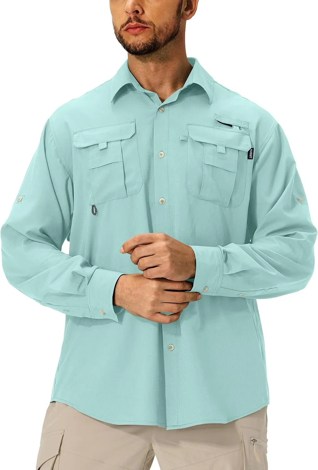 Men's Sun Protection Fishing Shirts Lightweight Long Sleeve UPF 50  Travel Work Hiking Shirts with Pockets