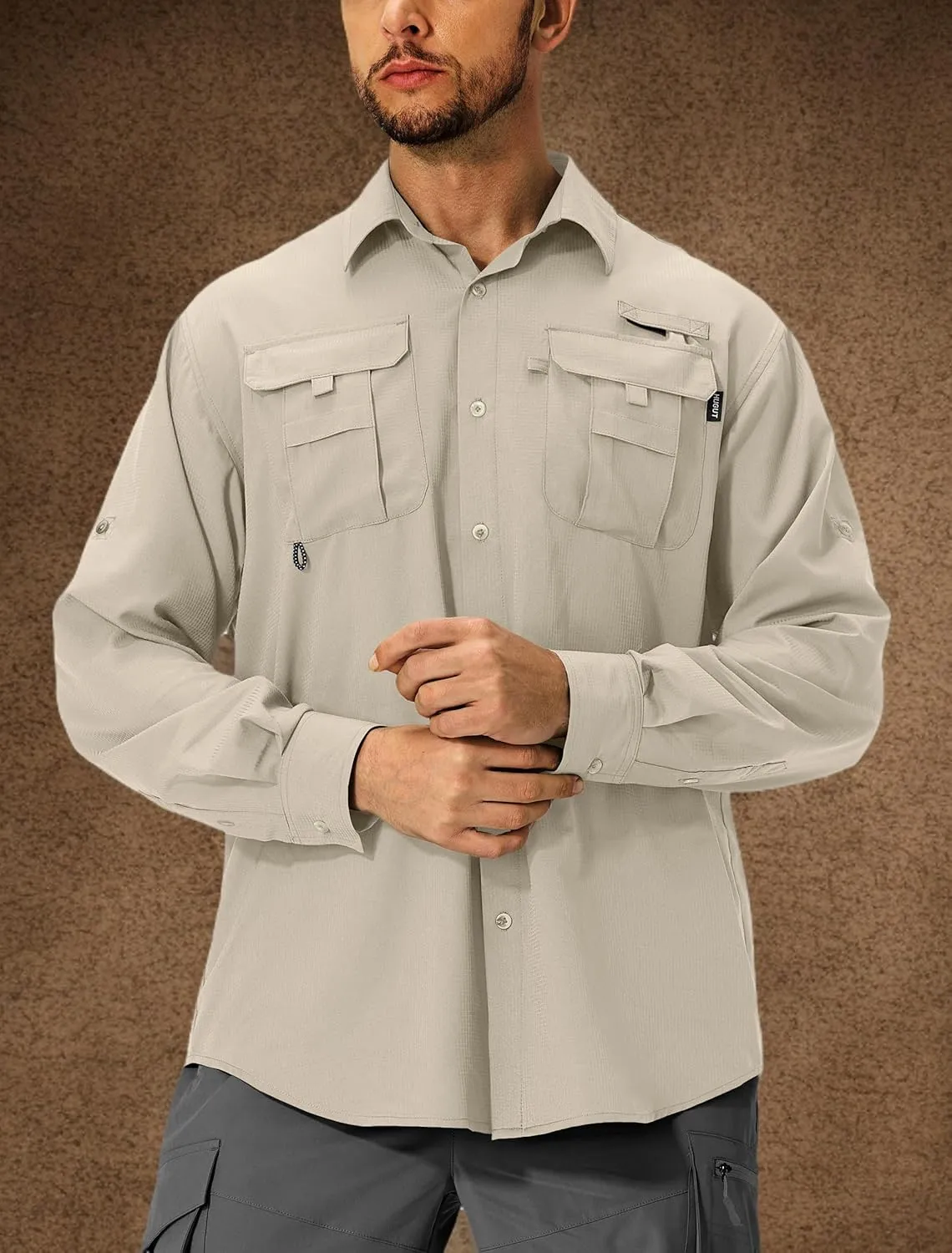 Men's Sun Protection Fishing Shirts Lightweight Long Sleeve UPF 50  Travel Work Hiking Shirts with Pockets