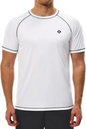 Men's Swim Shirts Quick Dry Rash Guard UPF 50  Sun Protection Fishing Beach Water Shirts Short Sleeve