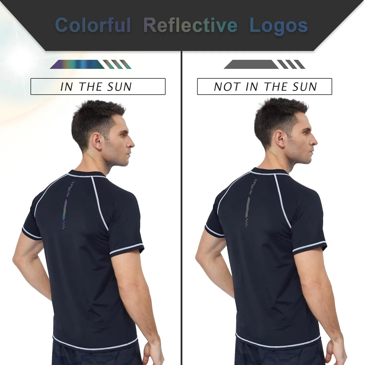 Mens Swim Shirts UPF 50  Sun Protection Quick Dry SPF Rash Guard Outdoor Beach Fishing T Shirts