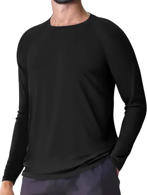 Men's UPF 50  Rash Guard Long Sleeve Sun Protection SPF UV Shirts Lightweight Breathable Swim T-Shirts
