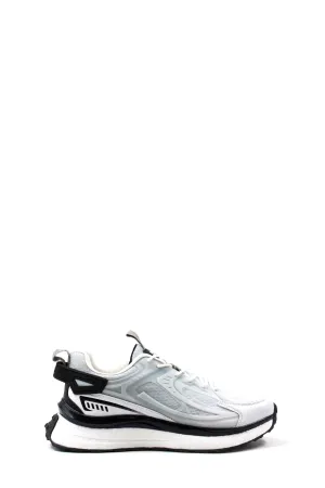 Men's White and Black Sporty Running Shoes with Mesh Detailing - Wessi