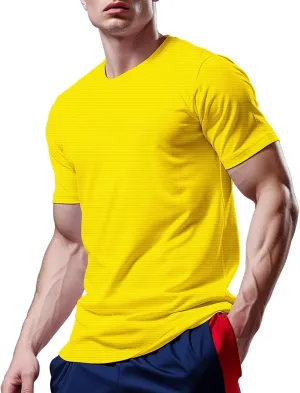 Mens Workout Shirts Dry Fit, Running Top Athletic Tee Moisture Wicking Crewneck Gym T-Shirts Short Sleeve
