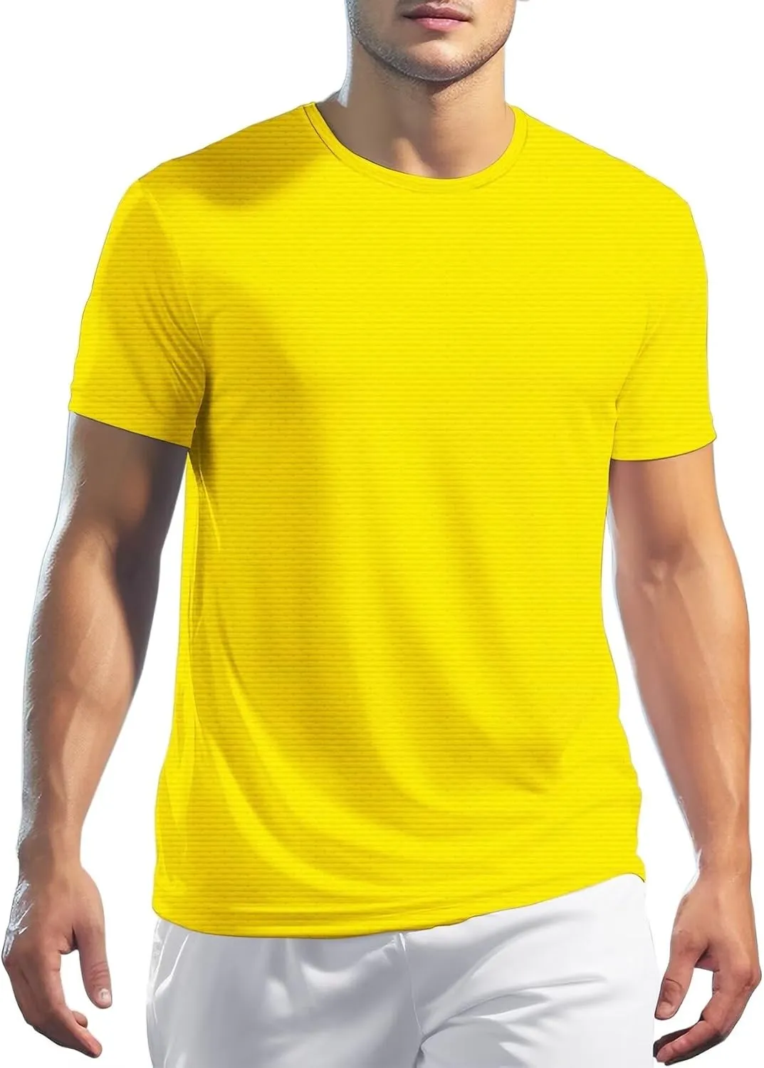 Mens Workout Shirts Dry Fit, Running Top Athletic Tee Moisture Wicking Crewneck Gym T-Shirts Short Sleeve