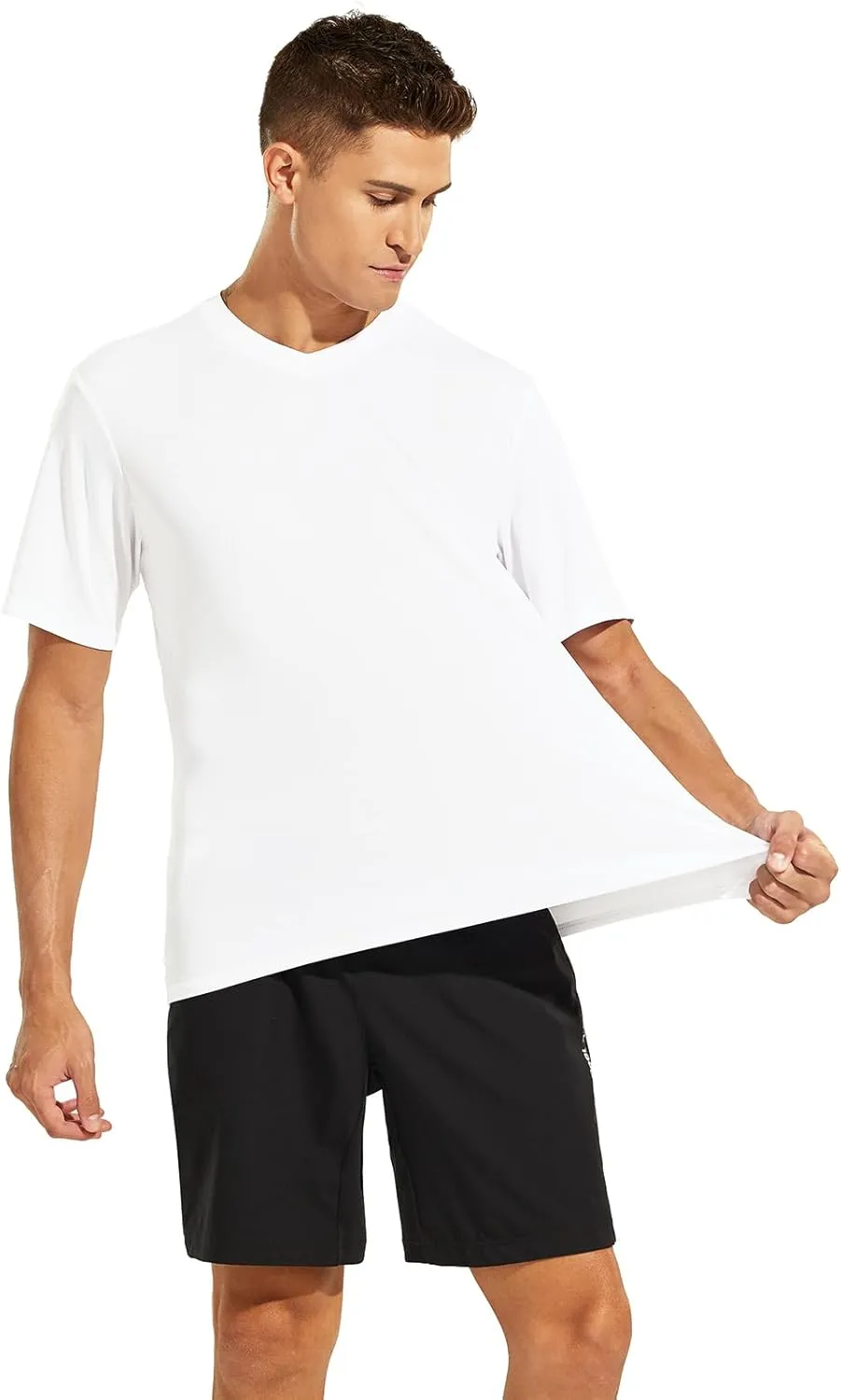 MIER Men's Quick Dry Workout Shirts Moisture Wicking Running Athletic Performance T-Shirts Recycled Polyester Top Tee
