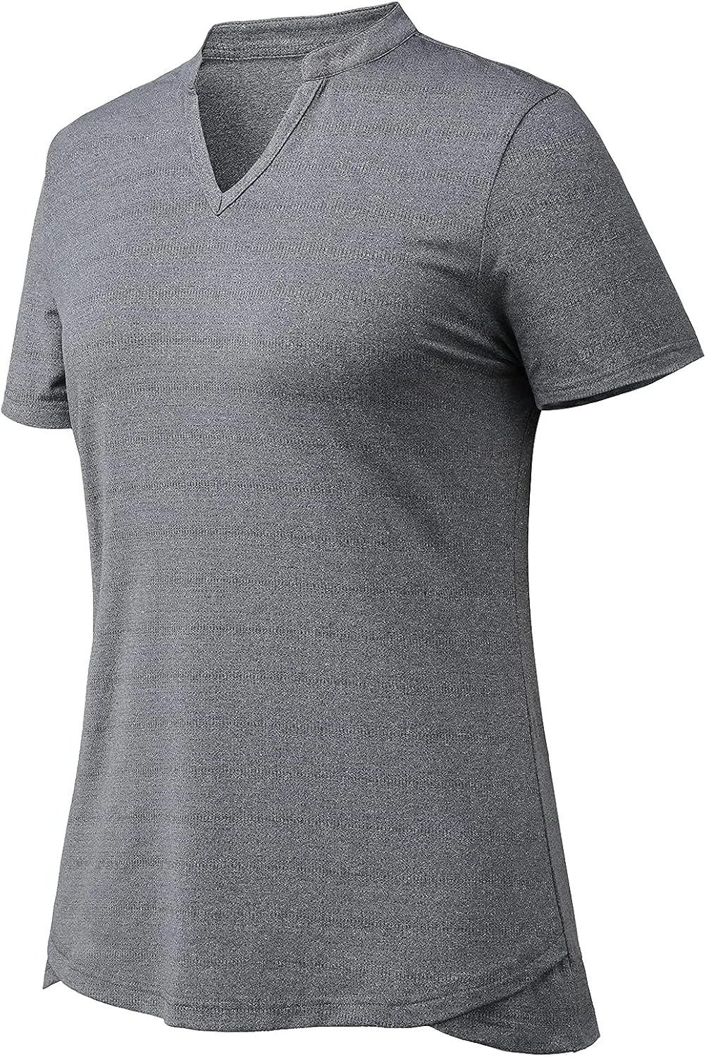 MIER Women's Golf Polo Shirts Collarless Short Sleeve Tennis Running T-Shirts V-Neck Cooling Summer Tee