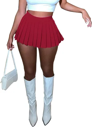 Mini Skirt Skater A-line Pleated Skirts for Women Sexy Club Y2k Skirt Elastic Waist School Girl Skirt