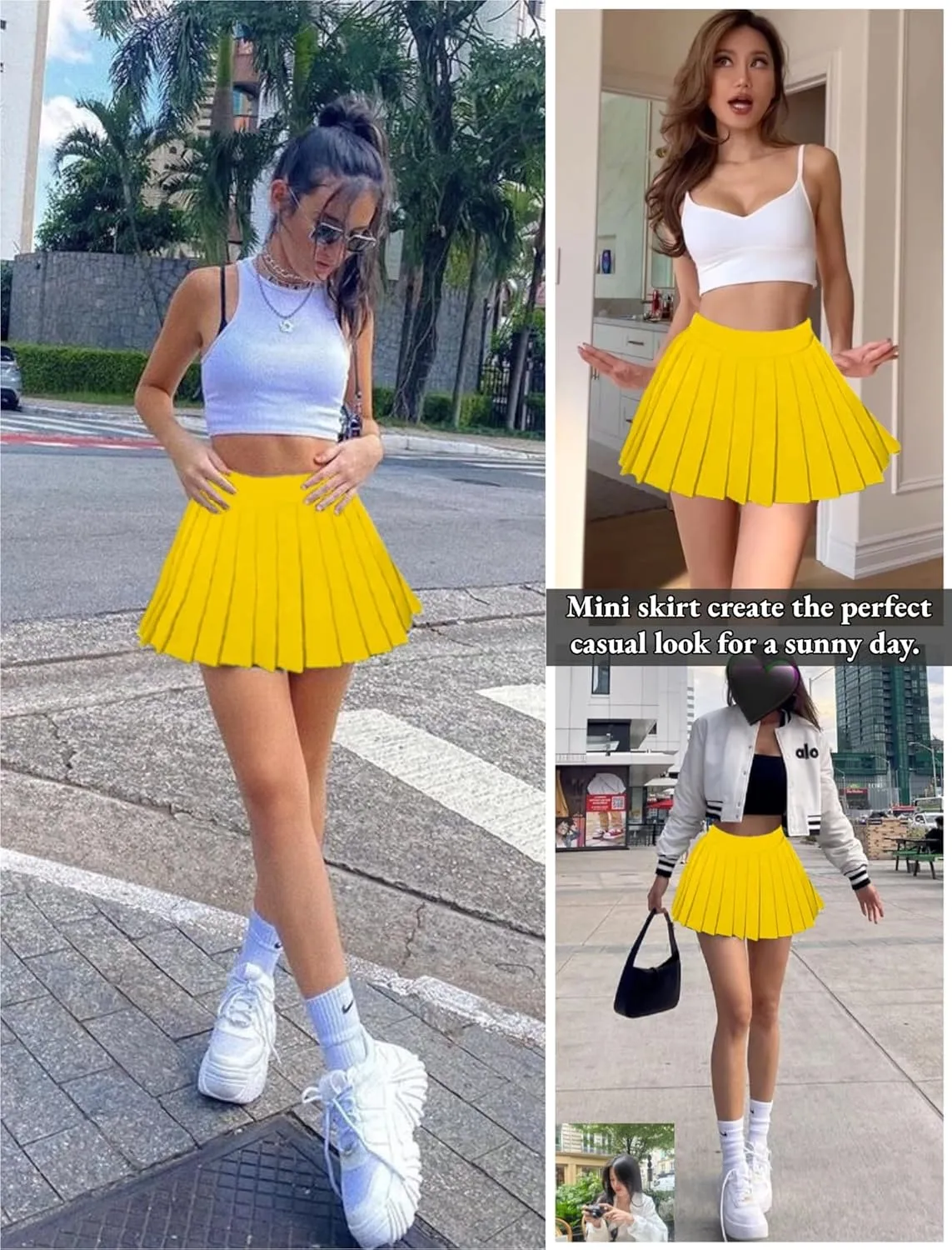 Mini Skirt Skater A-line Pleated Skirts for Women Sexy Club Y2k Skirt Elastic Waist School Girl Skirt