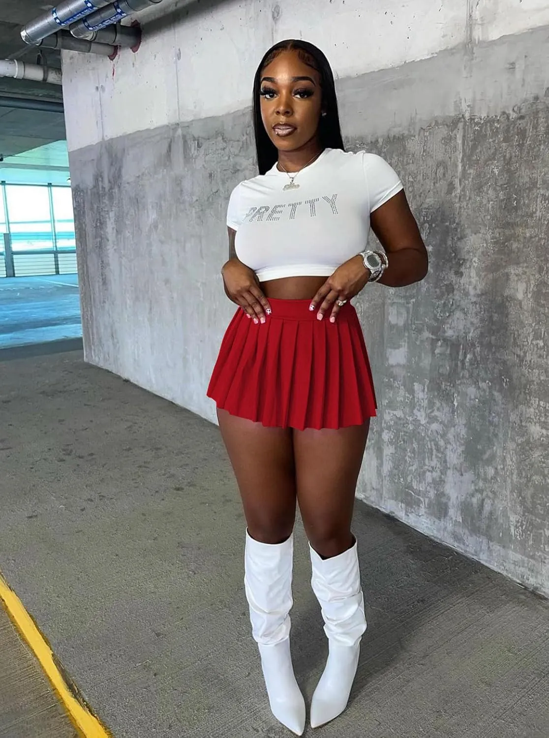 Mini Skirt Skater A-line Pleated Skirts for Women Sexy Club Y2k Skirt Elastic Waist School Girl Skirt