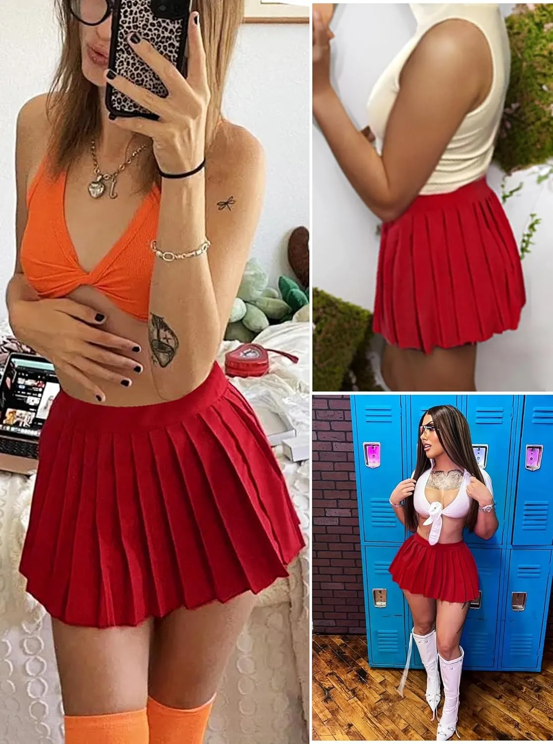 Mini Skirt Skater A-line Pleated Skirts for Women Sexy Club Y2k Skirt Elastic Waist School Girl Skirt
