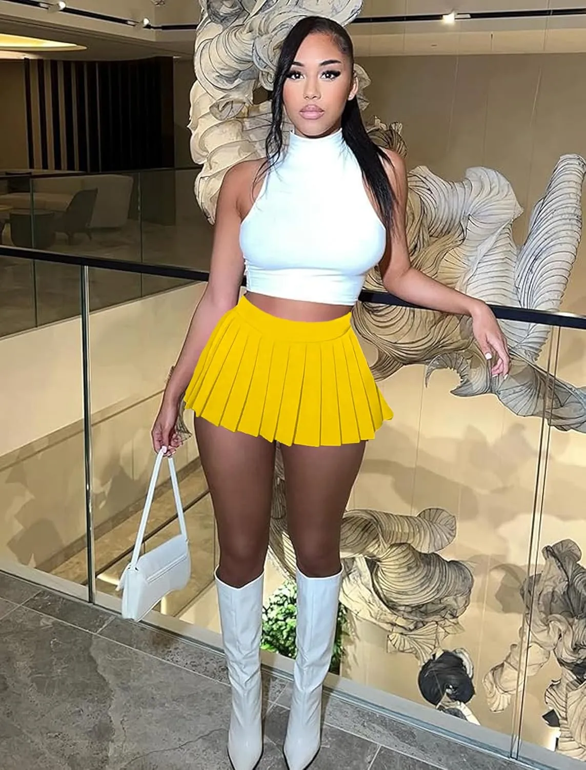 Mini Skirt Skater A-line Pleated Skirts for Women Sexy Club Y2k Skirt Elastic Waist School Girl Skirt