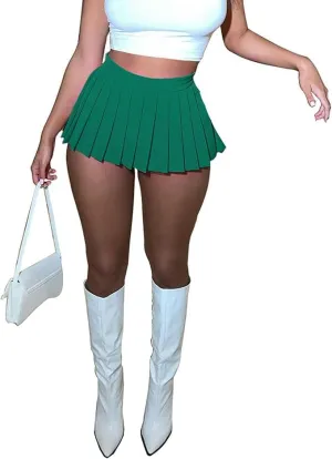 Mini Skirt Skater A-line Pleated Skirts for Women Sexy Club Y2k Skirt Elastic Waist School Girl Skirt