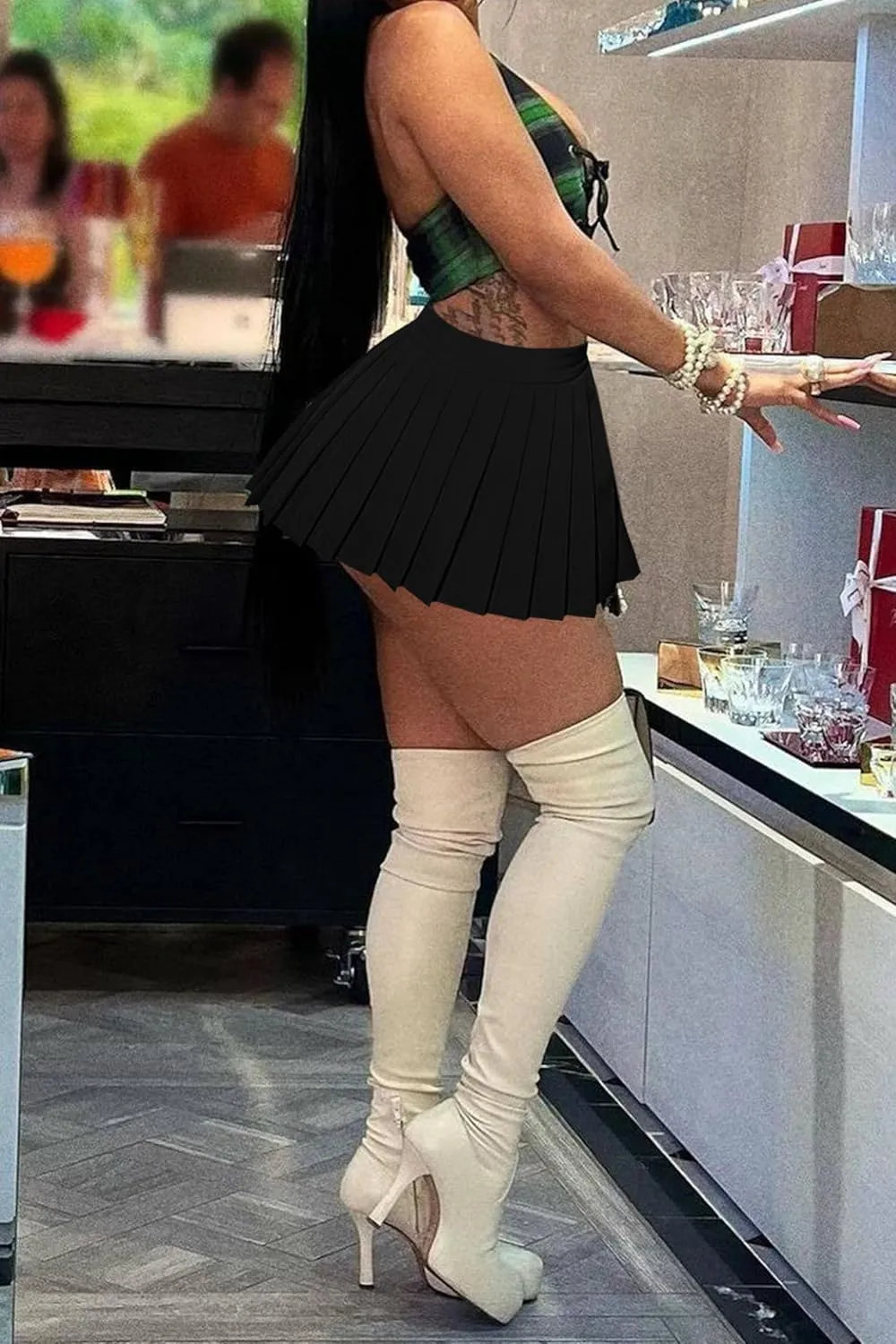 Mini Skirt Skater A-line Pleated Skirts for Women Sexy Club Y2k Skirt Elastic Waist School Girl Skirt