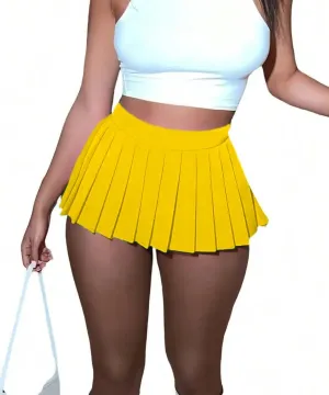 Mini Skirt Skater A-line Pleated Skirts for Women Sexy Club Y2k Skirt Elastic Waist School Girl Skirt
