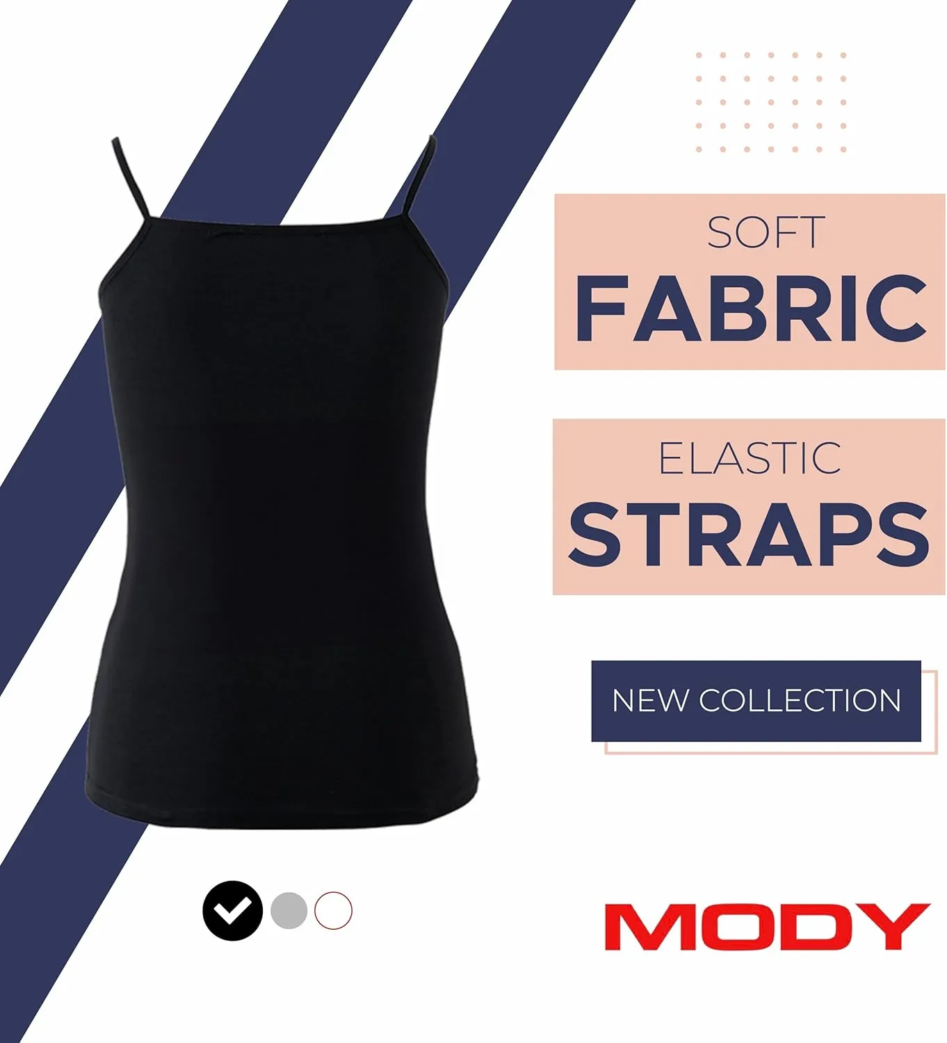 Mody Women's Camisole 3-Pack, Tank Top for Women, Cotton Camisole Tops for Women, Spaghetti Strap Womens Tank Tops Undershirt