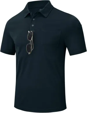 MoFiz Men's Polo Shirts Short Sleeve Lightweight Quick Dry Fit Polo Golf Summer Solid Athletic T-Shirts