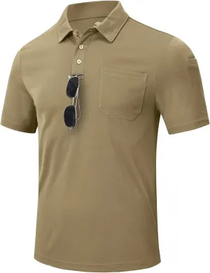 MoFiz Men's Polo Shirts Short Sleeve Lightweight Quick Dry Fit Polo Golf Summer Solid Athletic T-Shirts