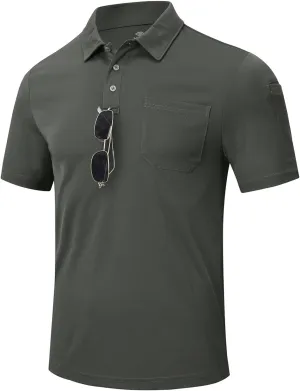 MoFiz Men's Polo Shirts Short Sleeve Lightweight Quick Dry Fit Polo Golf Summer Solid Athletic T-Shirts