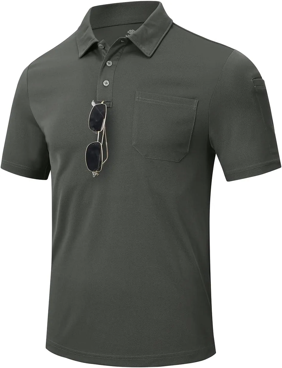 MoFiz Men's Polo Shirts Short Sleeve Lightweight Quick Dry Fit Polo Golf Summer Solid Athletic T-Shirts