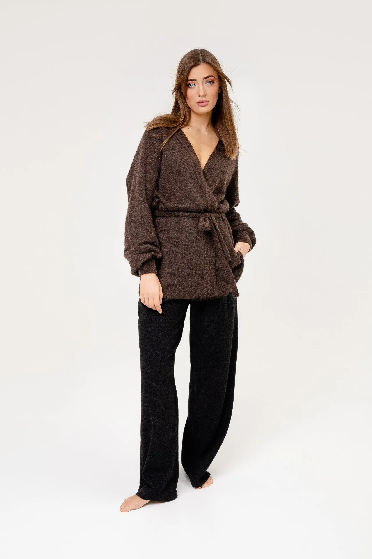 Mohair Wool Cardigan - Brown