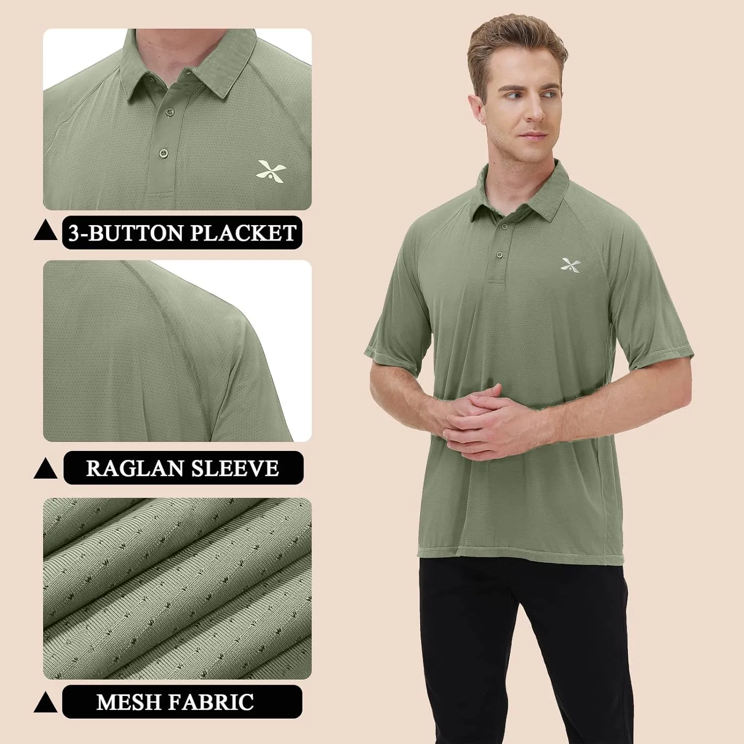 MOHEEN Men's Moisture Wicking Short Sleeve Polo Shirts UPF 50  Lightweight Performance Golf Shirts M-6XL
