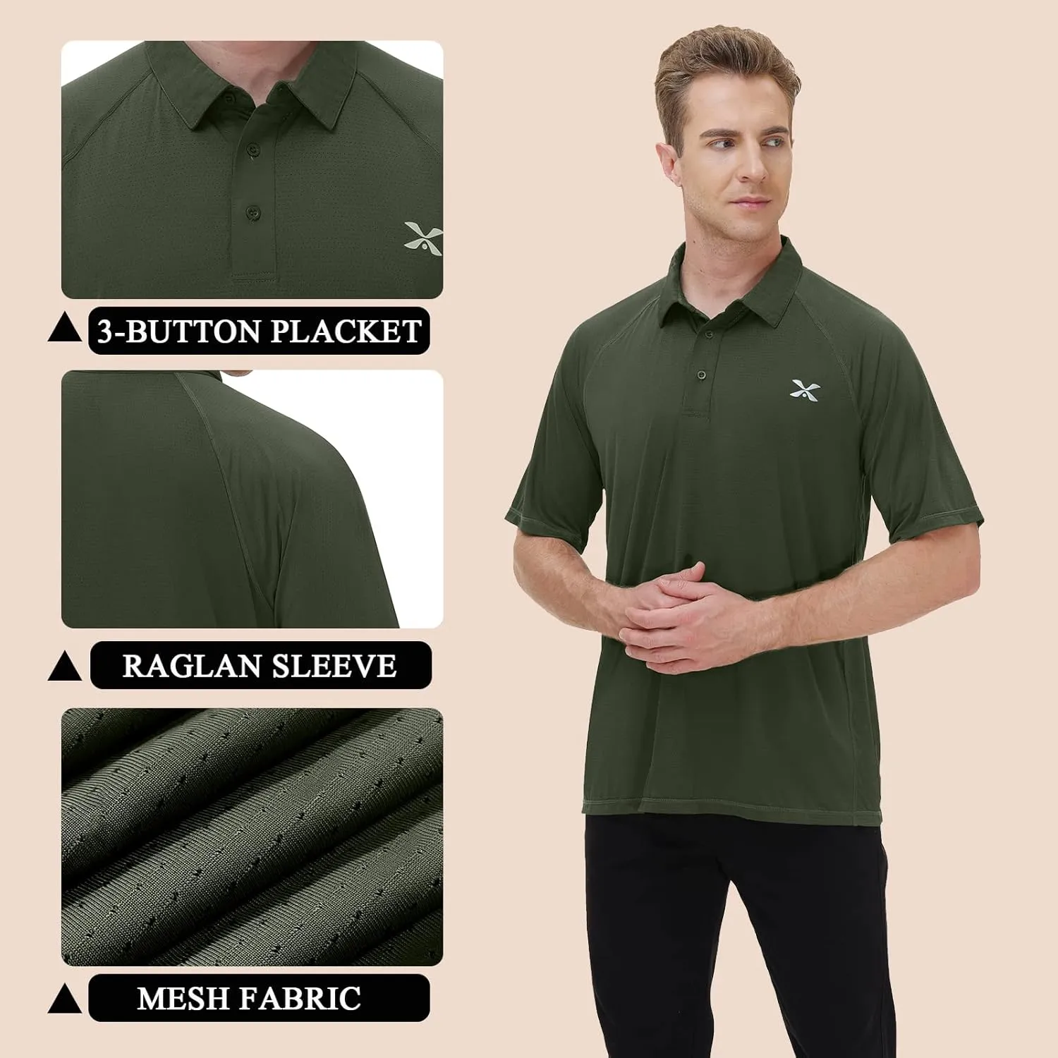 MOHEEN Men's Moisture Wicking Short Sleeve Polo Shirts UPF 50  Lightweight Performance Golf Shirts M-6XL