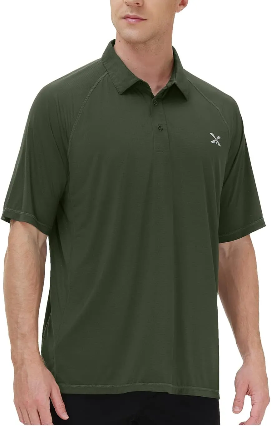 MOHEEN Men's Moisture Wicking Short Sleeve Polo Shirts UPF 50  Lightweight Performance Golf Shirts M-6XL
