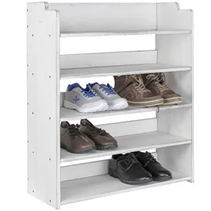 MyGift 5-Tier Vintage White Wood Shoe Rack