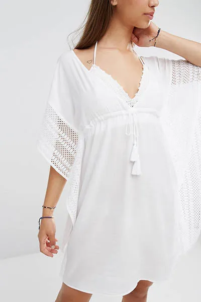 New Look Lace Detail Kaftan V-neck Blouse