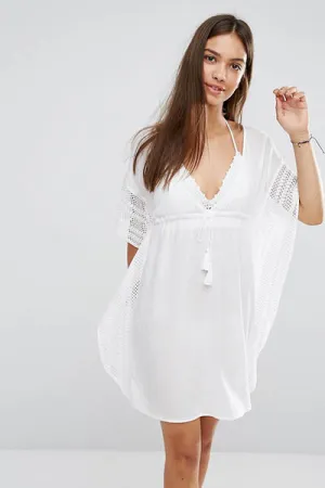 New Look Lace Detail Kaftan V-neck Blouse