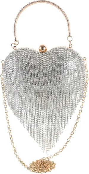 NOLITOY Fashionable Women's Evening Clutch Purse Heart Shaped Bag Tassels for Wedding Party