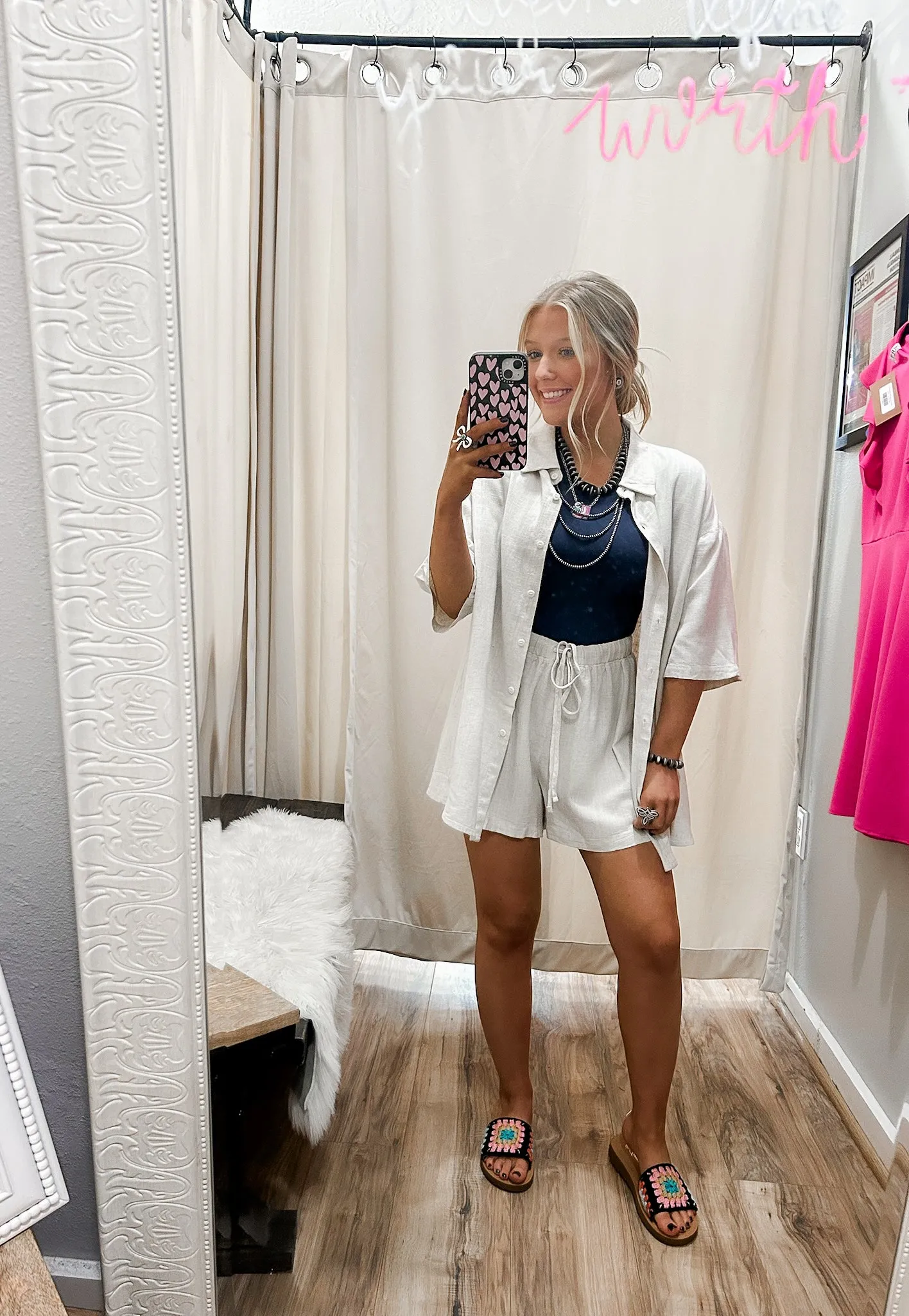 Oatmeal Linen Short Sleeve Shirt and Short Set