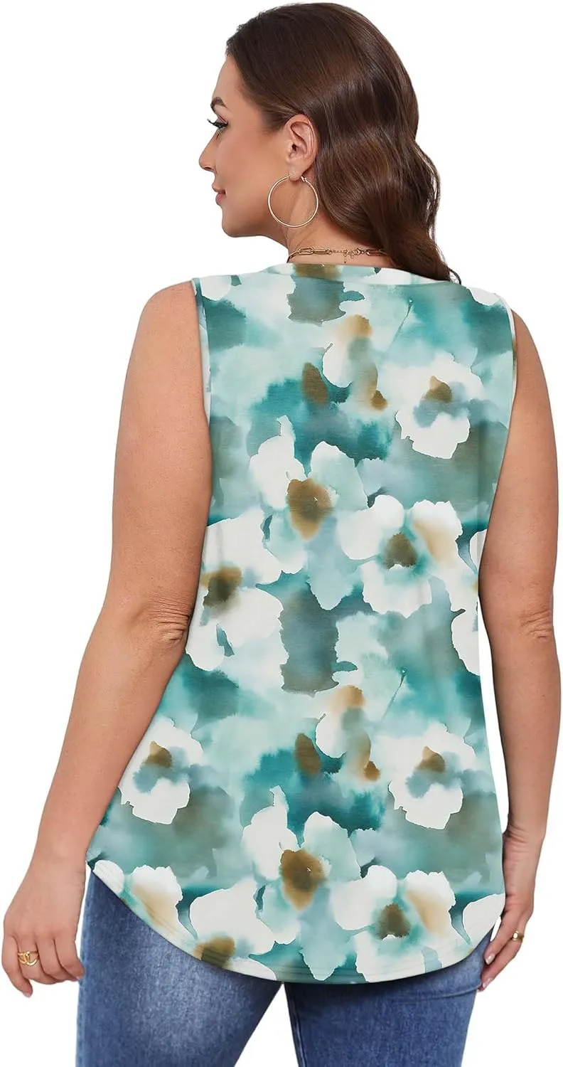 OFEEFAN Womens Tank Tops 2025 Loose Fit Casual V Neck Shirts Flowy Sleeveless Summer Tops