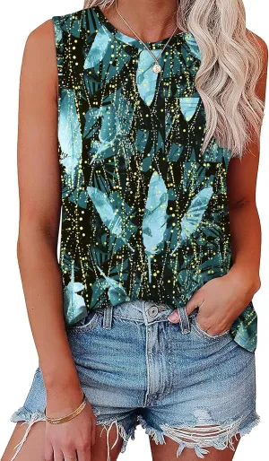 OFEEFAN Womens Tank Tops Summer Sleeveless Tops Loose Fit Crewneck Basic Tee Shirts for Women