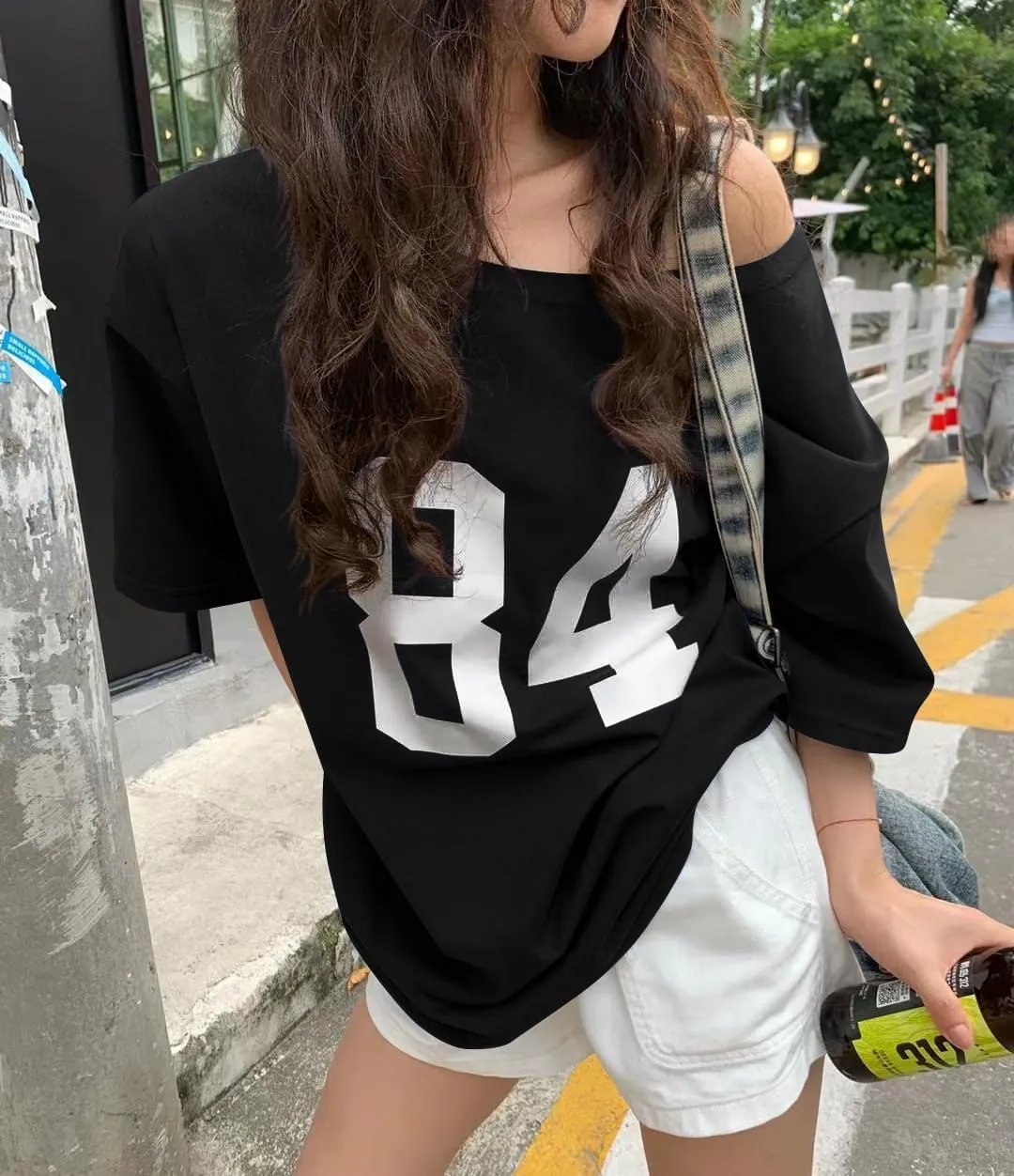 Off The Shoulder Tops for Women Short Sleeve Y2K Jersey Number Graphic Oversized Tshirts E-Girl Tees