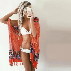 Orange Tassel Beach Cardigan #Orange