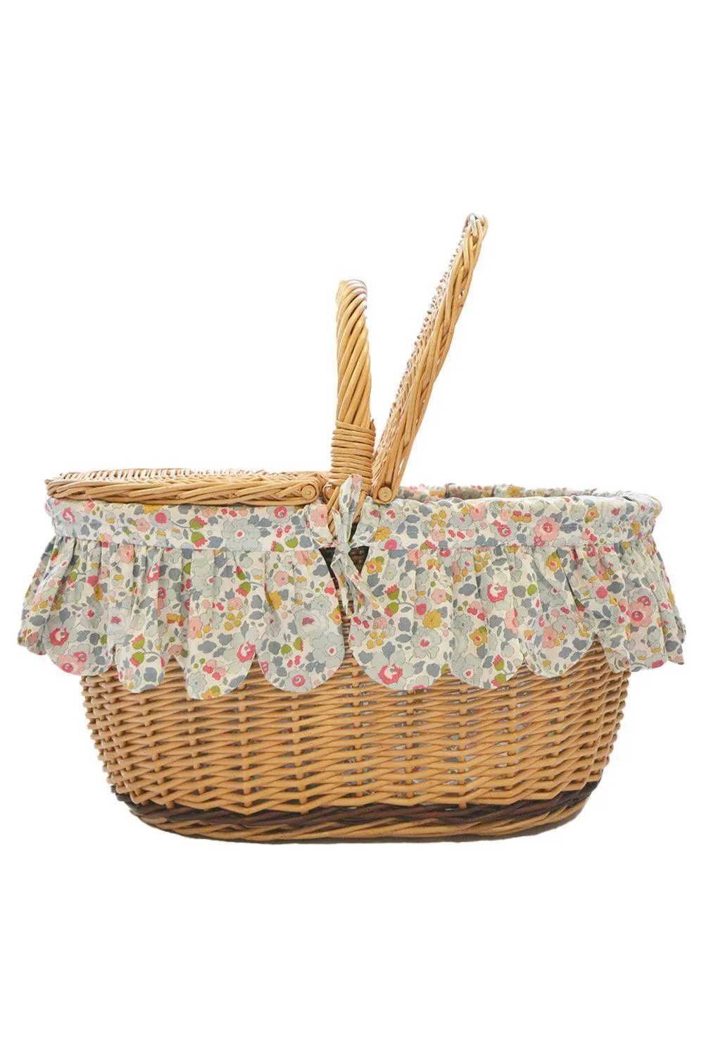 Oval Picnic Basket made with Liberty Fabric BETSY GREY