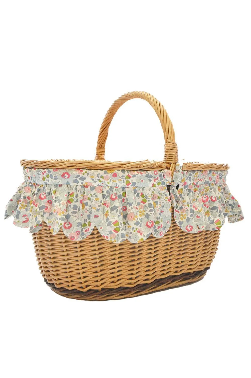 Oval Picnic Basket made with Liberty Fabric BETSY GREY