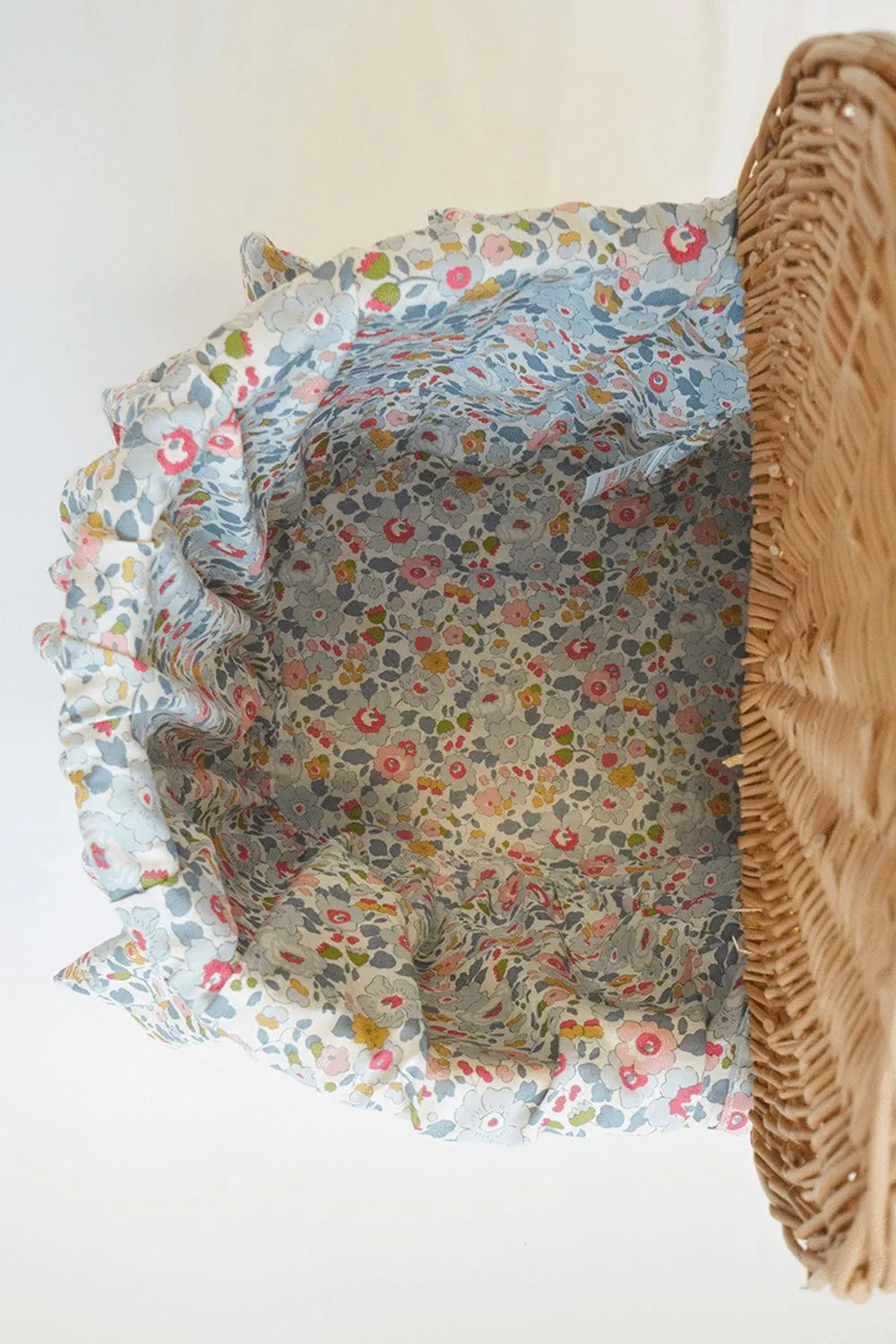 Oval Picnic Basket made with Liberty Fabric BETSY GREY