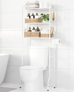 Over Toilet Storage Rack with Paper Holder and Hooks