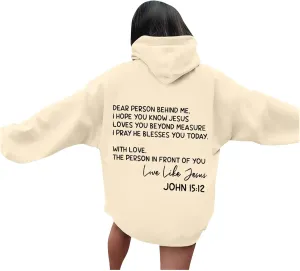 Oversized Letter Print Hoodies for Women Casual Long Sleeve Loose Fit Pullover 2025 Y2k Teen Girls Spring Clothes
