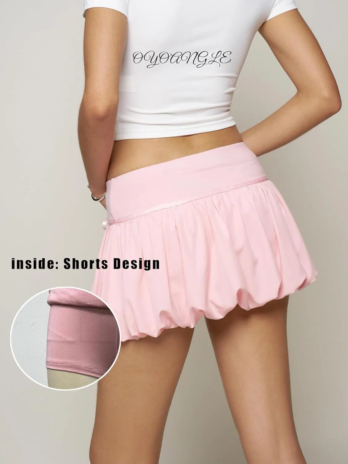 OYOANGLE Women's Cute Drop Waist Bow Bubble Skirt Y2K Ruched Ruffle Puffy Skorts