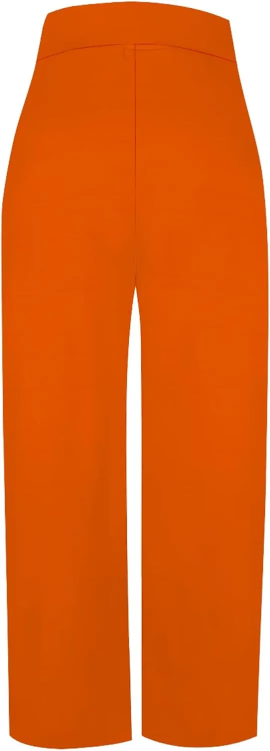 Palazzo Pants for Women Dressy High Waisted Wide Leg Pants Stretchy Loose Fit Casual Trousers with Pocket