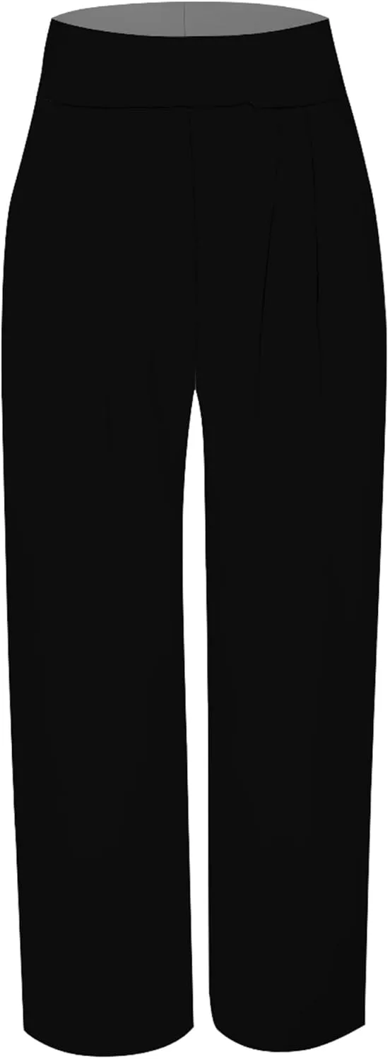 Palazzo Pants for Women Dressy High Waisted Wide Leg Pants Stretchy Loose Fit Casual Trousers with Pocket