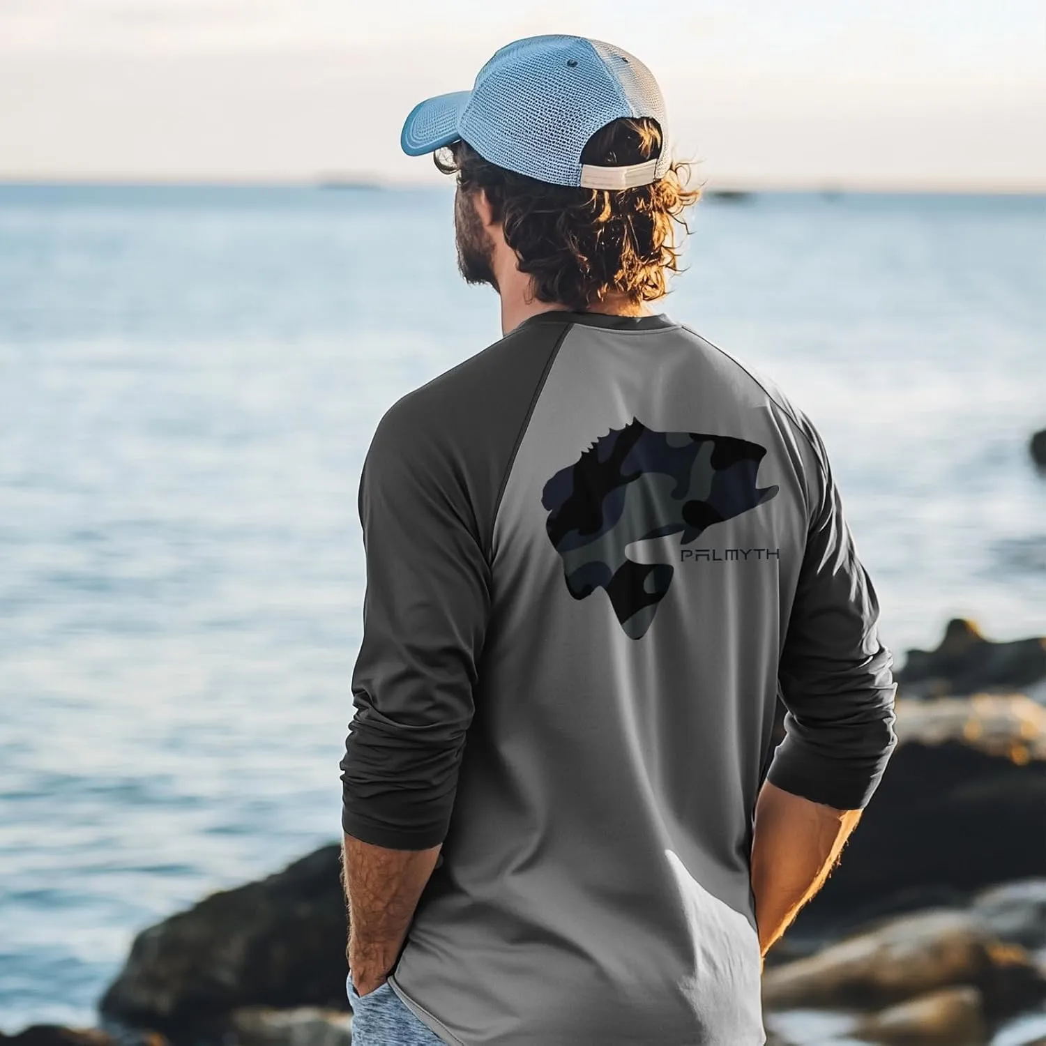 Palmyth Fishing Shirts for Men Long Sleeve Sun Protection UV UPF 50  T-Shirts Performance Quick Dry