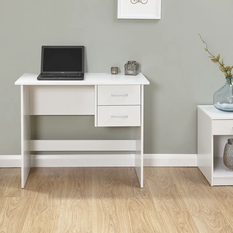 Panama Desk White 2 Drawers